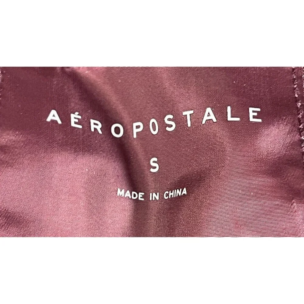 Aeropostale Puffer Vest With Hood & Sherpa Lining In Maroon For Women S - Picture 9 of 9